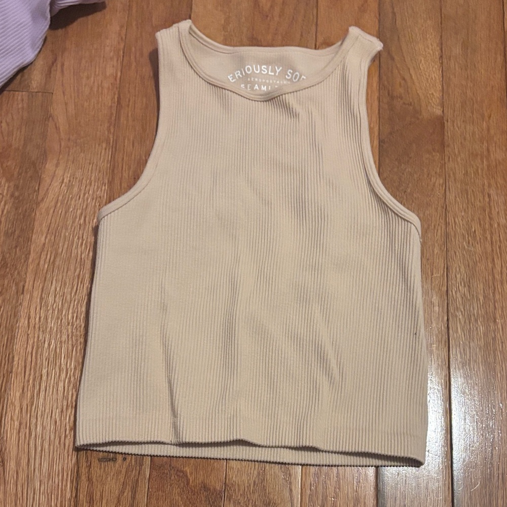Cream Ribbed Tank Top